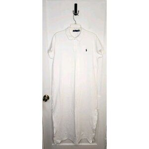 NWT Size XL Polo Ralph Lauren Cotton Pique Polo Shirt Dress White Blue Pony